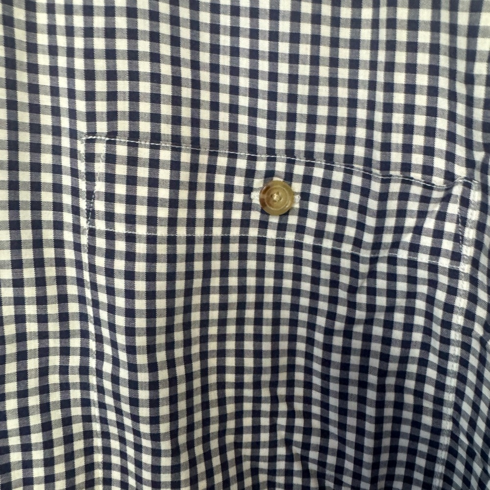 Orvis navy and white gingham button down long sleeve oxford casual shirt - Picture 7 of 9